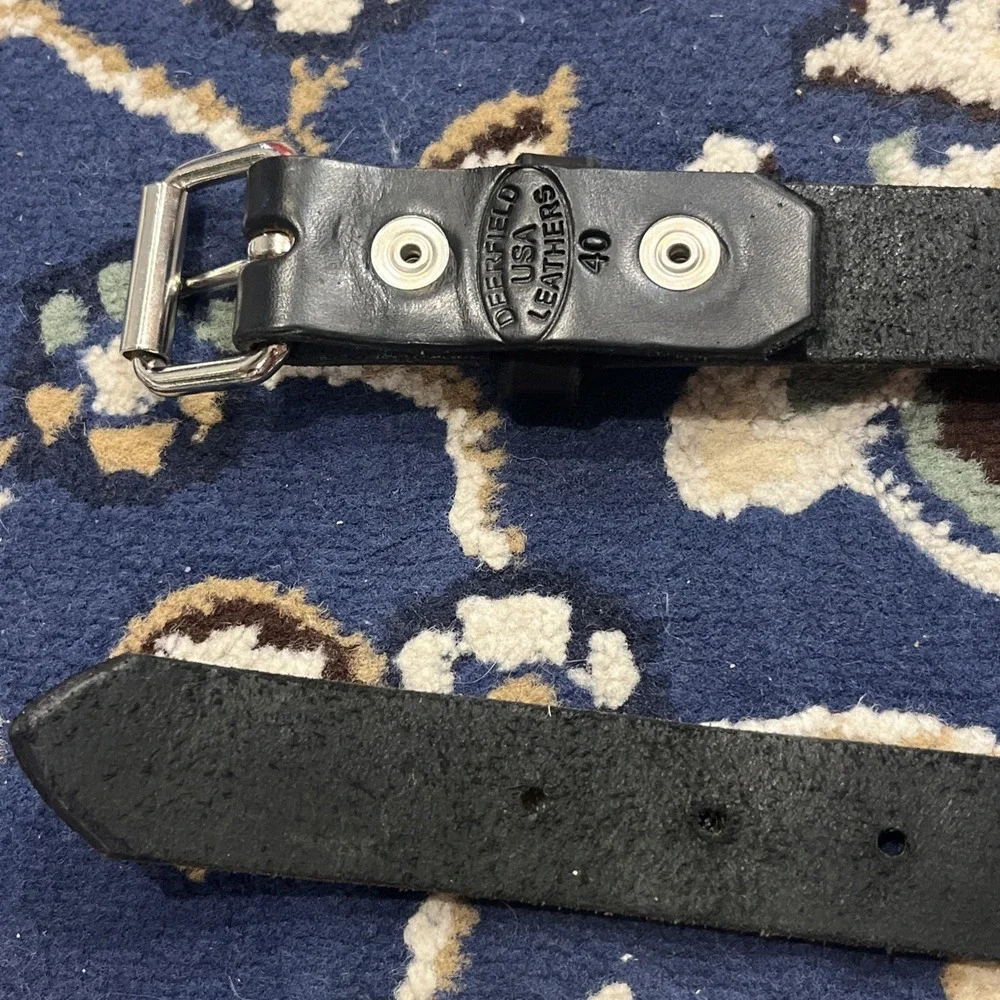 Deerfield Leather Black Belt Size 40 Hand Made in New Hampshire 1.25
